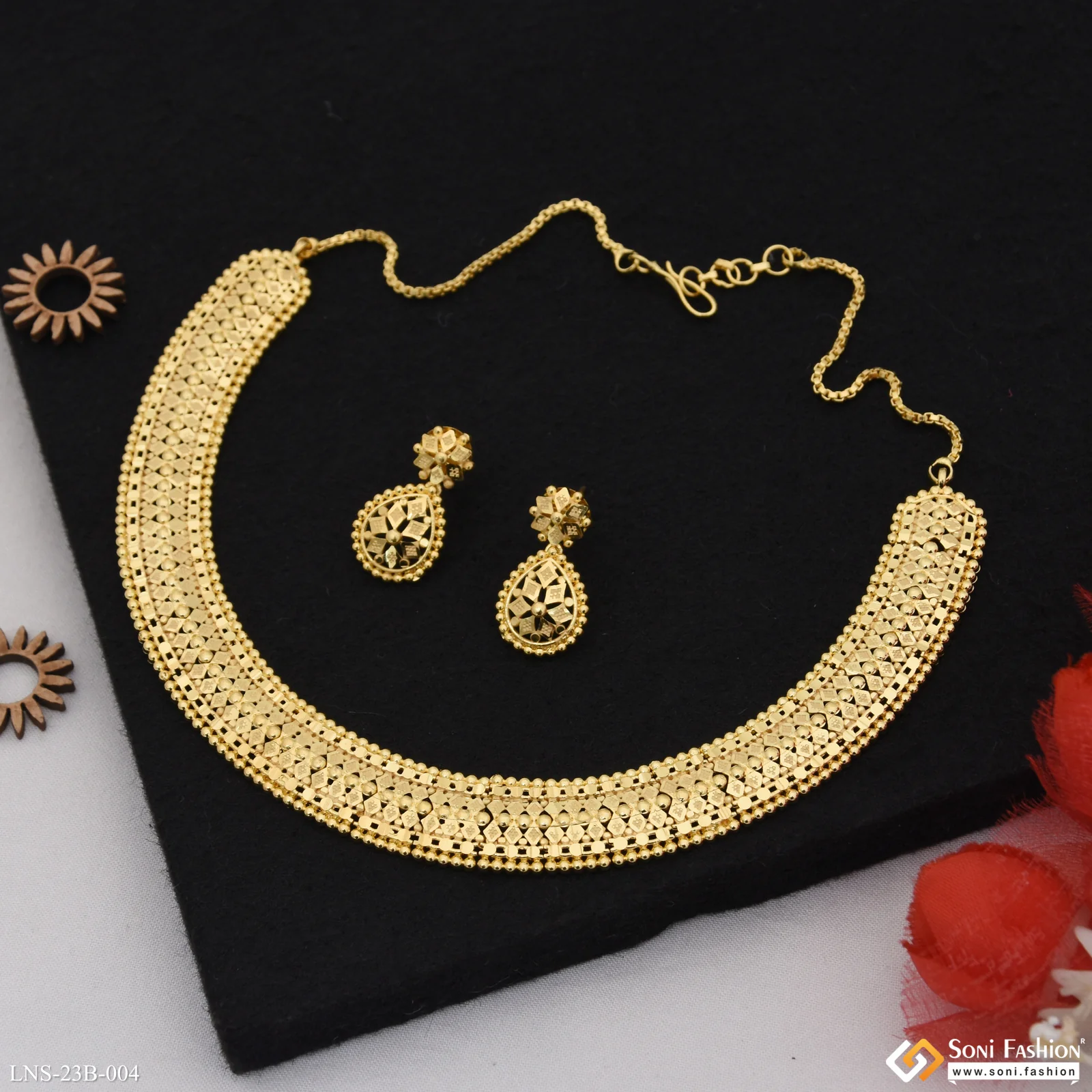 Sparkling Design Gold Plated Necklace Set for Women - Style B004 - Image 5