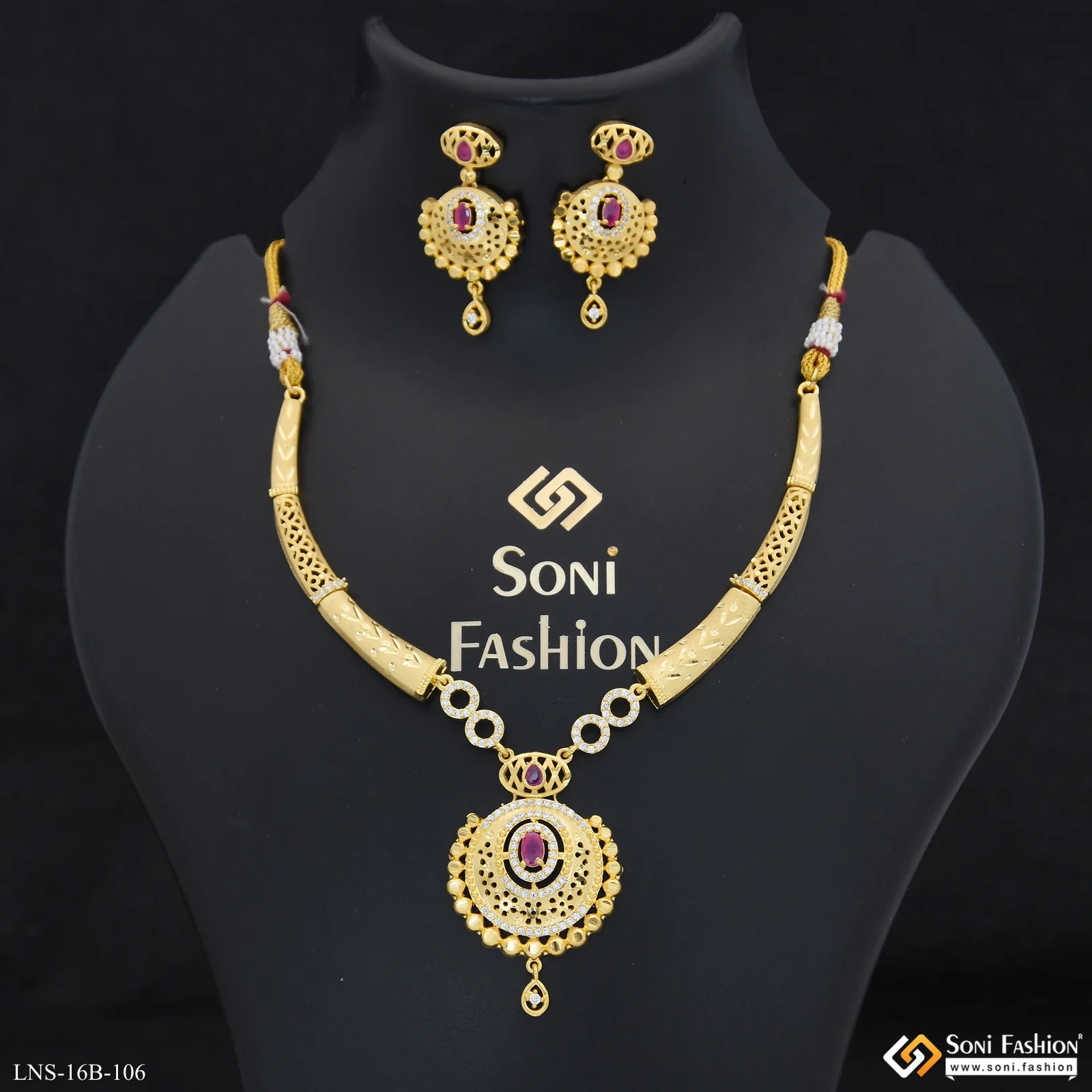 Sparkling Design Gold Plated Necklace Set for Women - Style B106