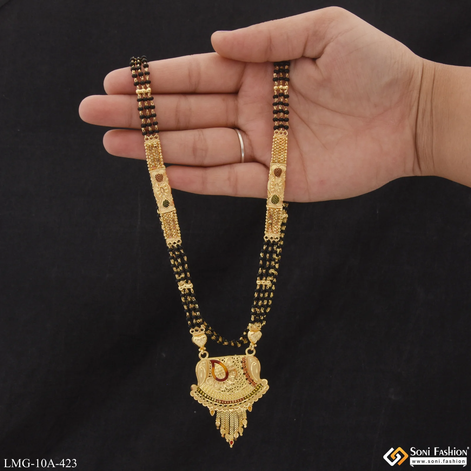 Sparkling Design Lovely Design Gold Plated Mangalsutra for Women - Style A423 - Image 3