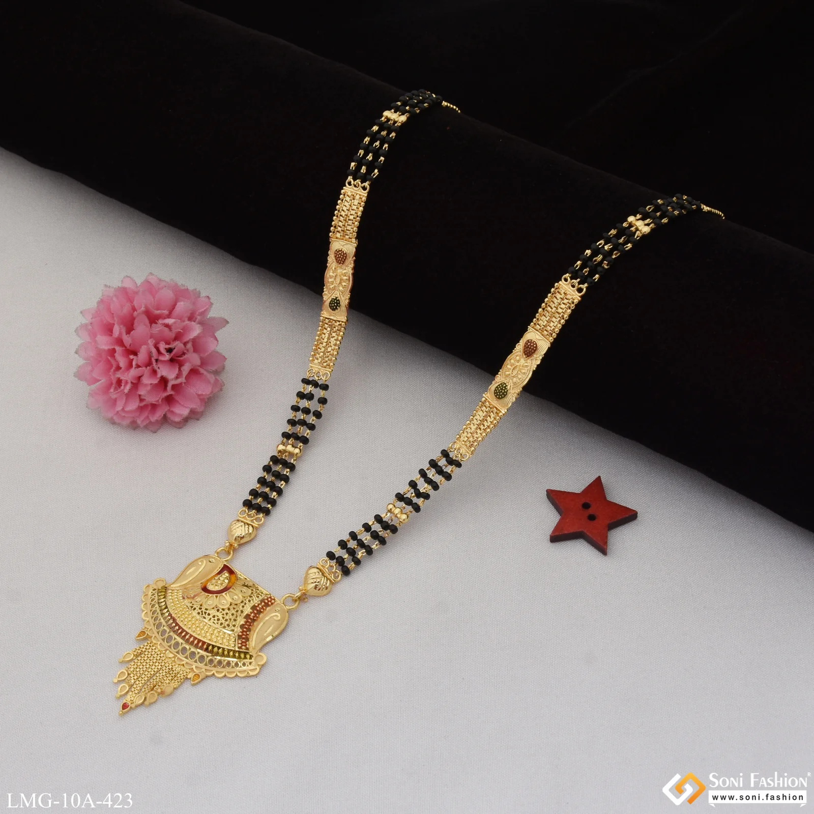 Sparkling Design Lovely Design Gold Plated Mangalsutra for Women - Style A423 - Image 4