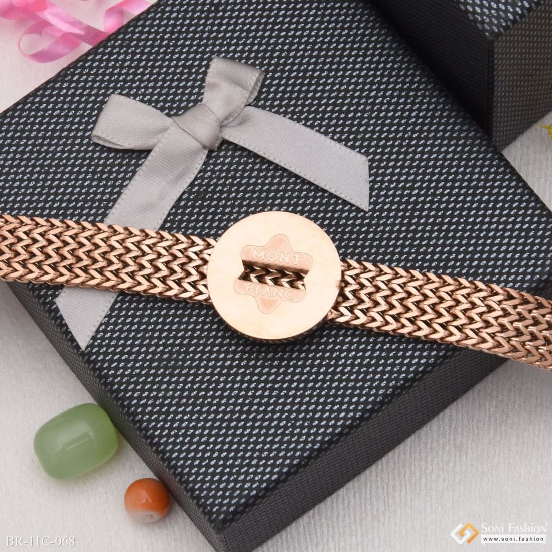 Star in Round Etched Design High-Quality Rose Gold Bracelet for Men - Style C068 - Image 5