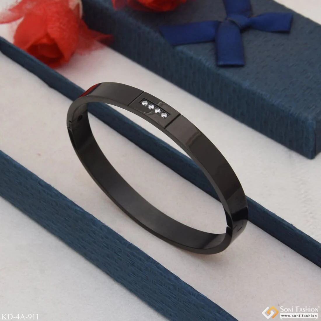 Streamlined Design Superior Quality Black Color Kada for Men - Style A911 - Image 3