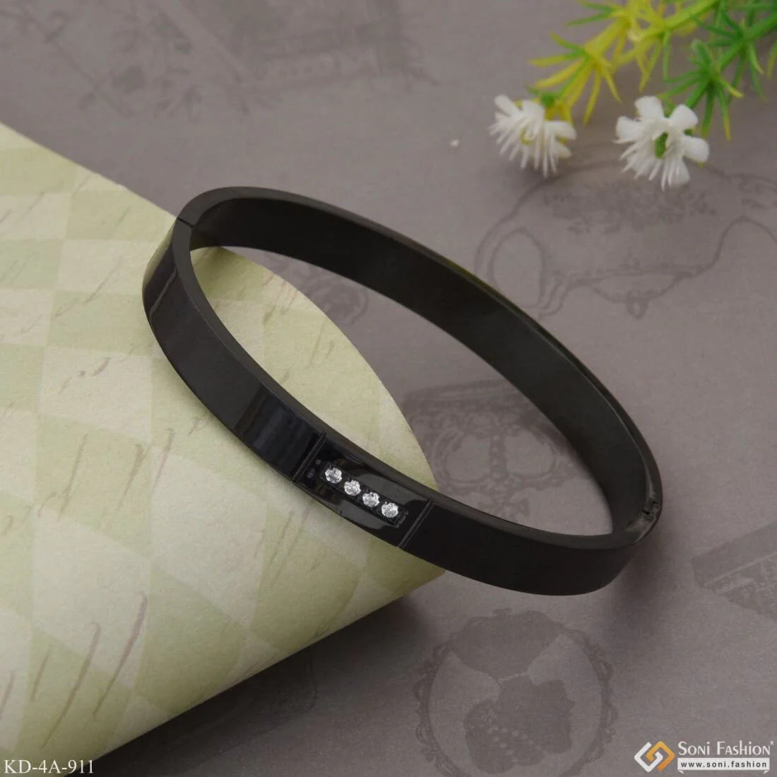 Streamlined Design Superior Quality Black Color Kada for Men - Style A911 - Image 4
