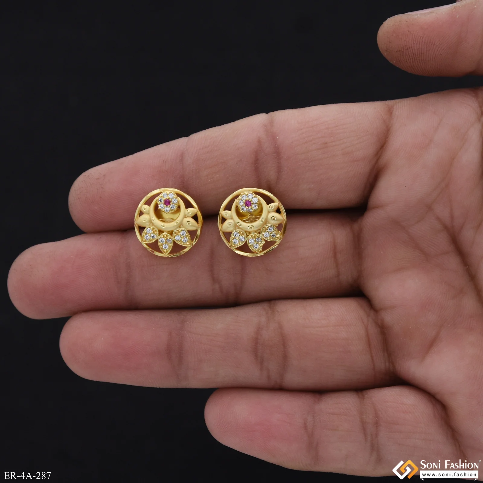 Stunning Design Gold Plated Earrings for Ladies - Style A287 - Image 2