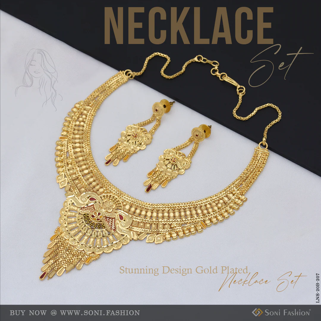 Stunning Design Gold Plated Necklace Set for Women - Style B207