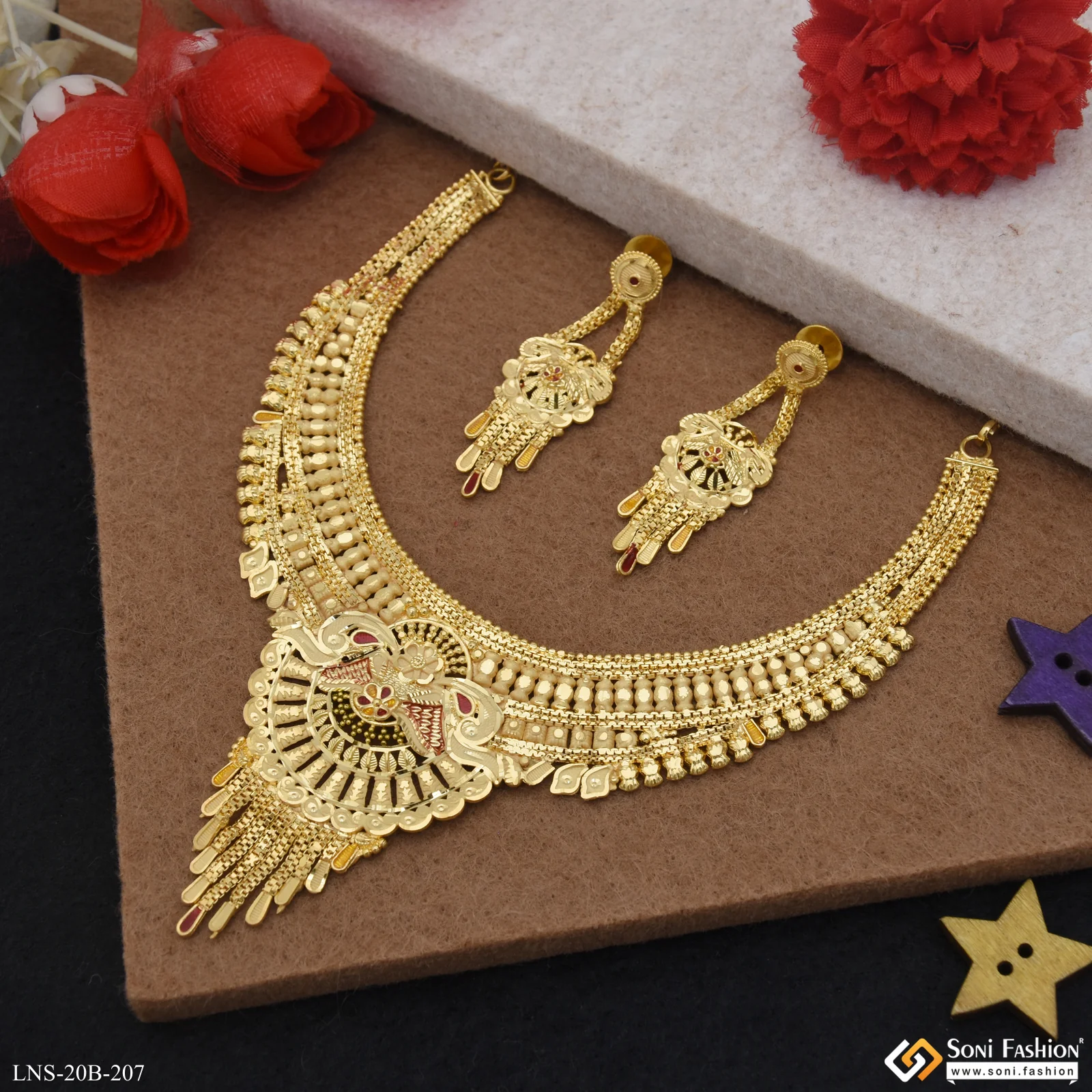 Stunning Design Gold Plated Necklace Set for Women - Style B207 - Image 3