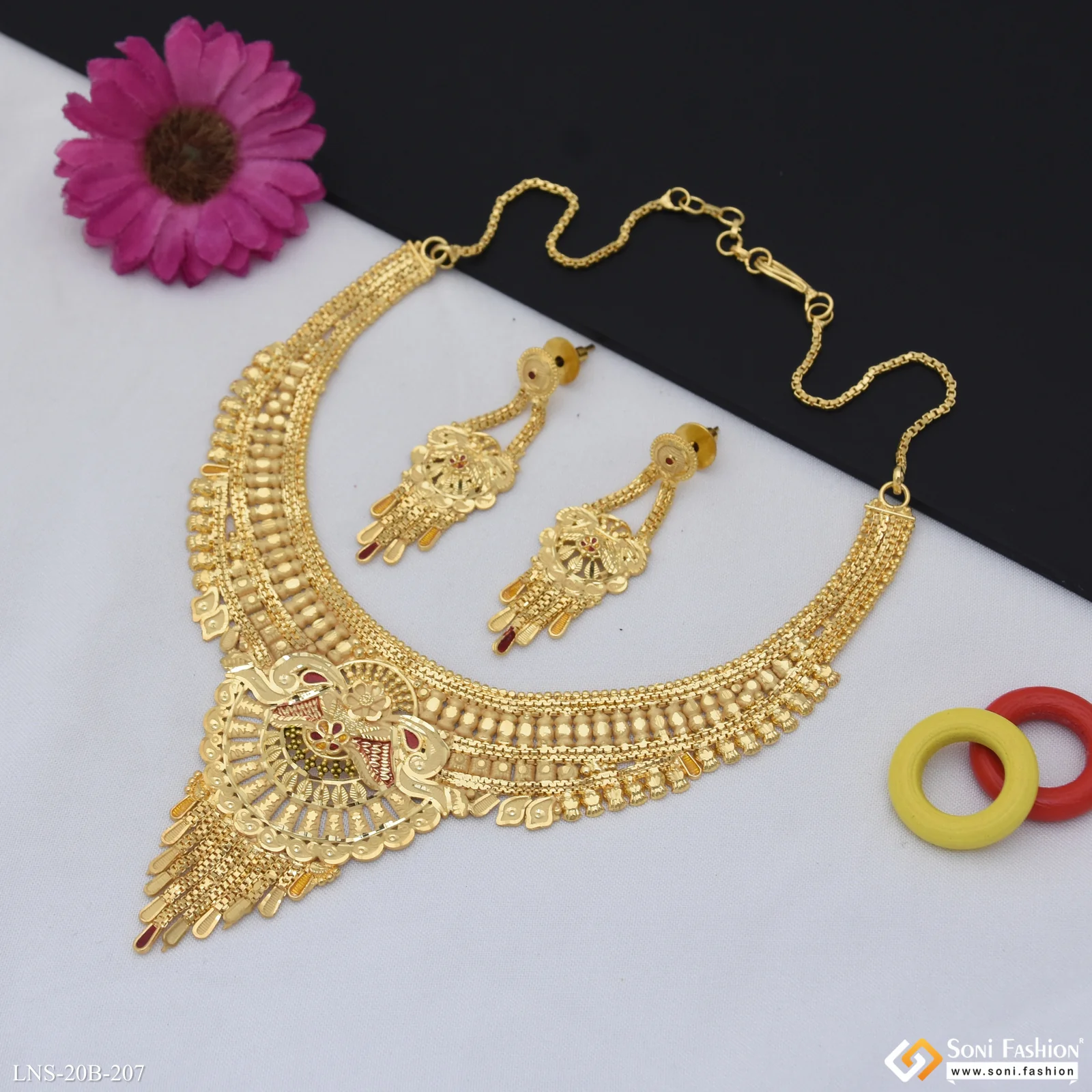 Stunning Design Gold Plated Necklace Set for Women - Style B207 - Image 6
