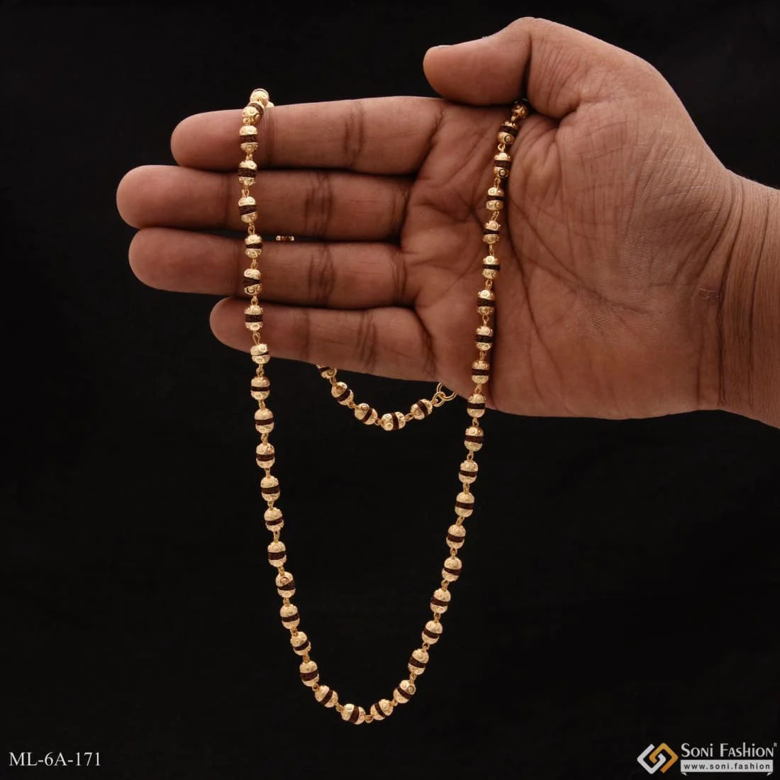 Stunning Design Gold Plated Rudraksha Mala for Men - Style A171