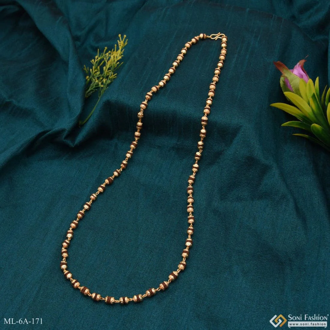 Stunning Design Gold Plated Rudraksha Mala for Men - Style A171 - Image 3