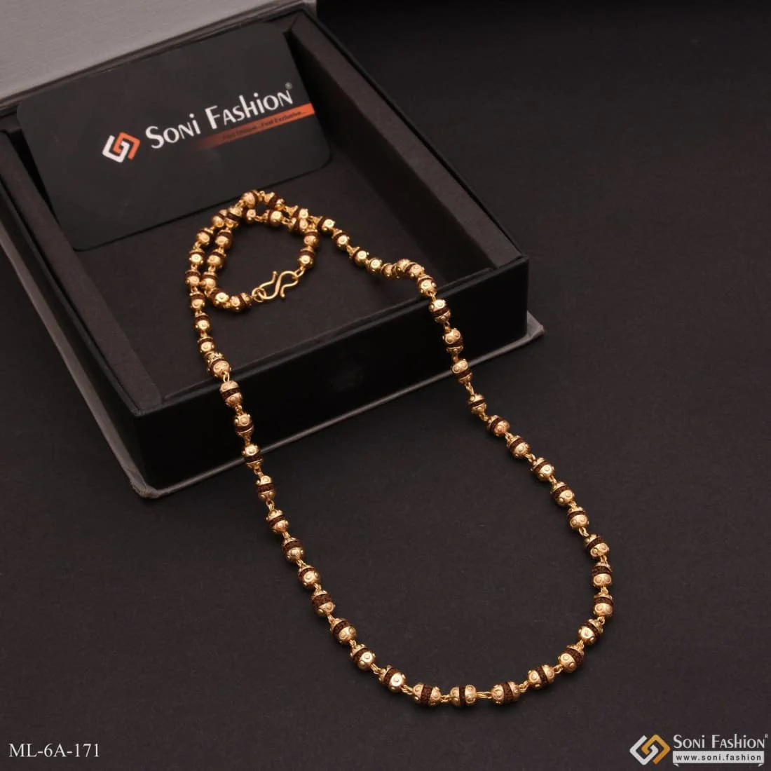Stunning Design Gold Plated Rudraksha Mala for Men - Style A171 - Image 4