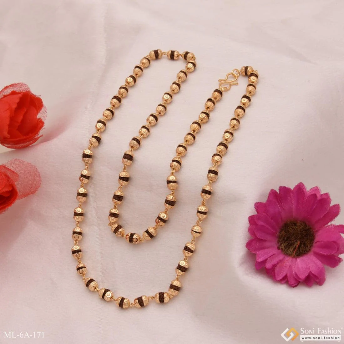 Stunning Design Gold Plated Rudraksha Mala for Men - Style A171 - Image 5