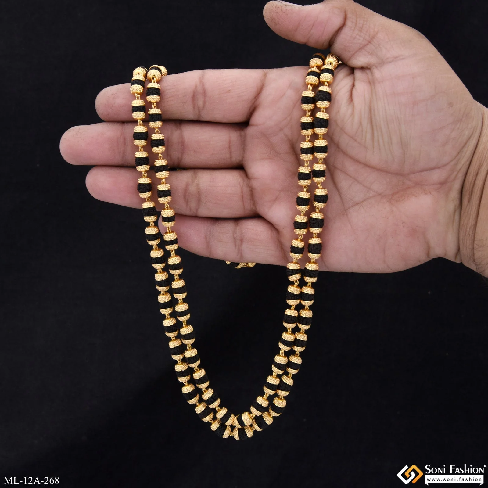 Stunning Design Gold Plated Rudraksha Mala for Men - Style A268 - Image 2