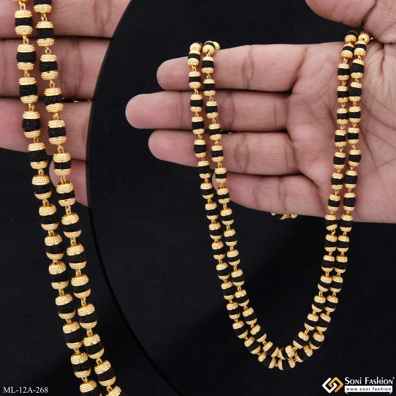Stunning Design Gold Plated Rudraksha Mala for Men - Style A268 - Image 3