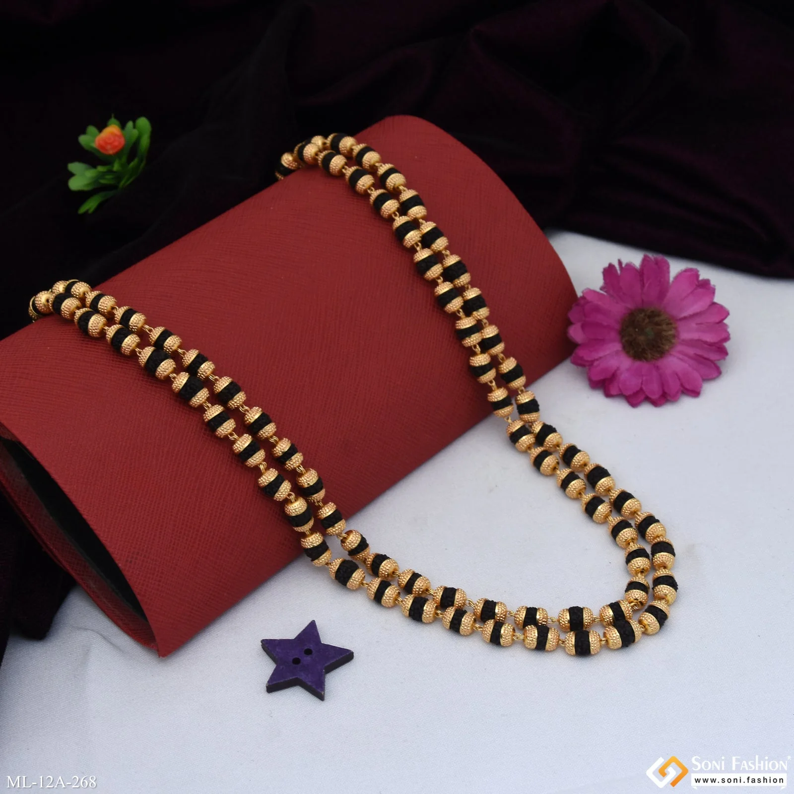 Stunning Design Gold Plated Rudraksha Mala for Men - Style A268 - Image 6