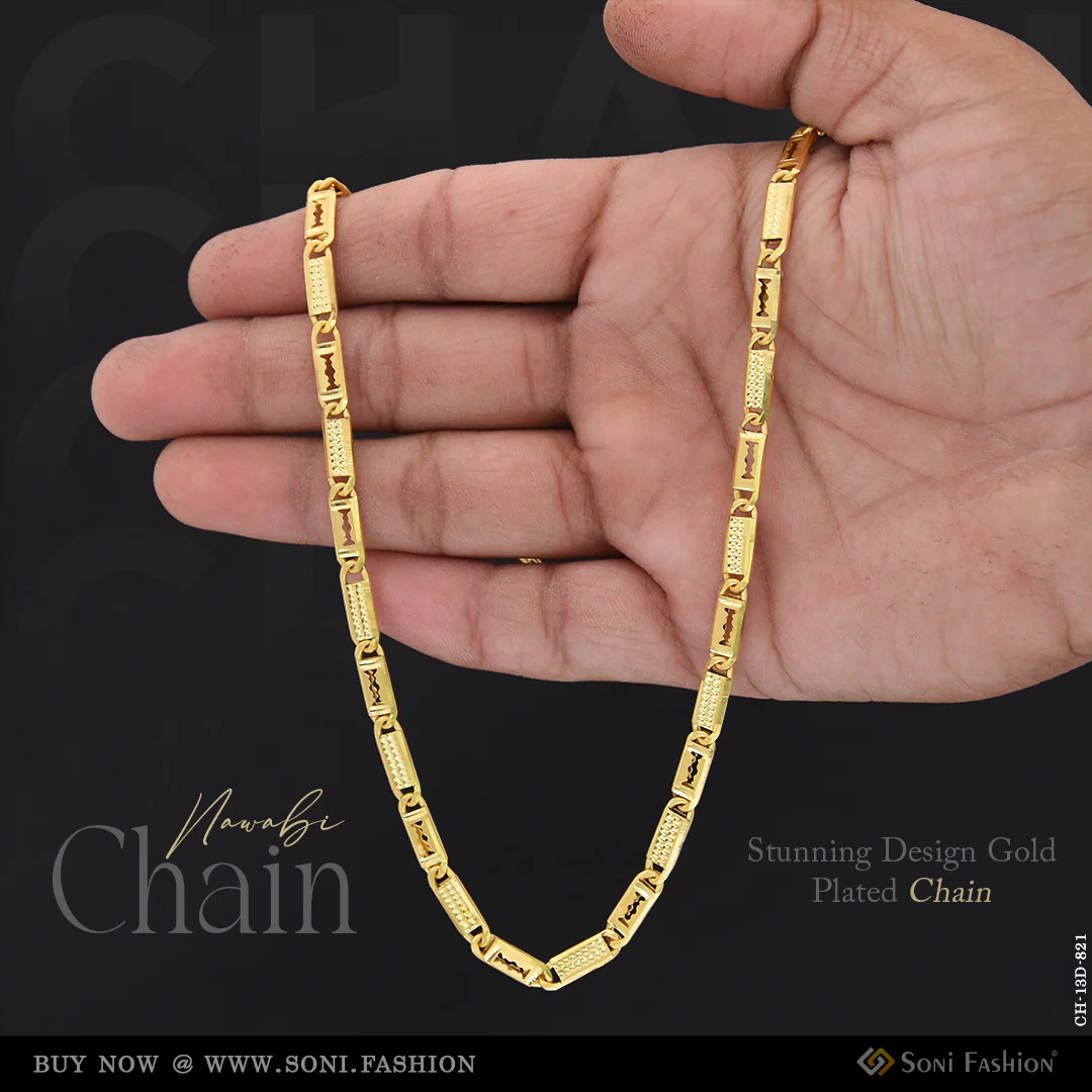Stunning Design Superior Quality Gold Plated Chain for Men - Style D821
