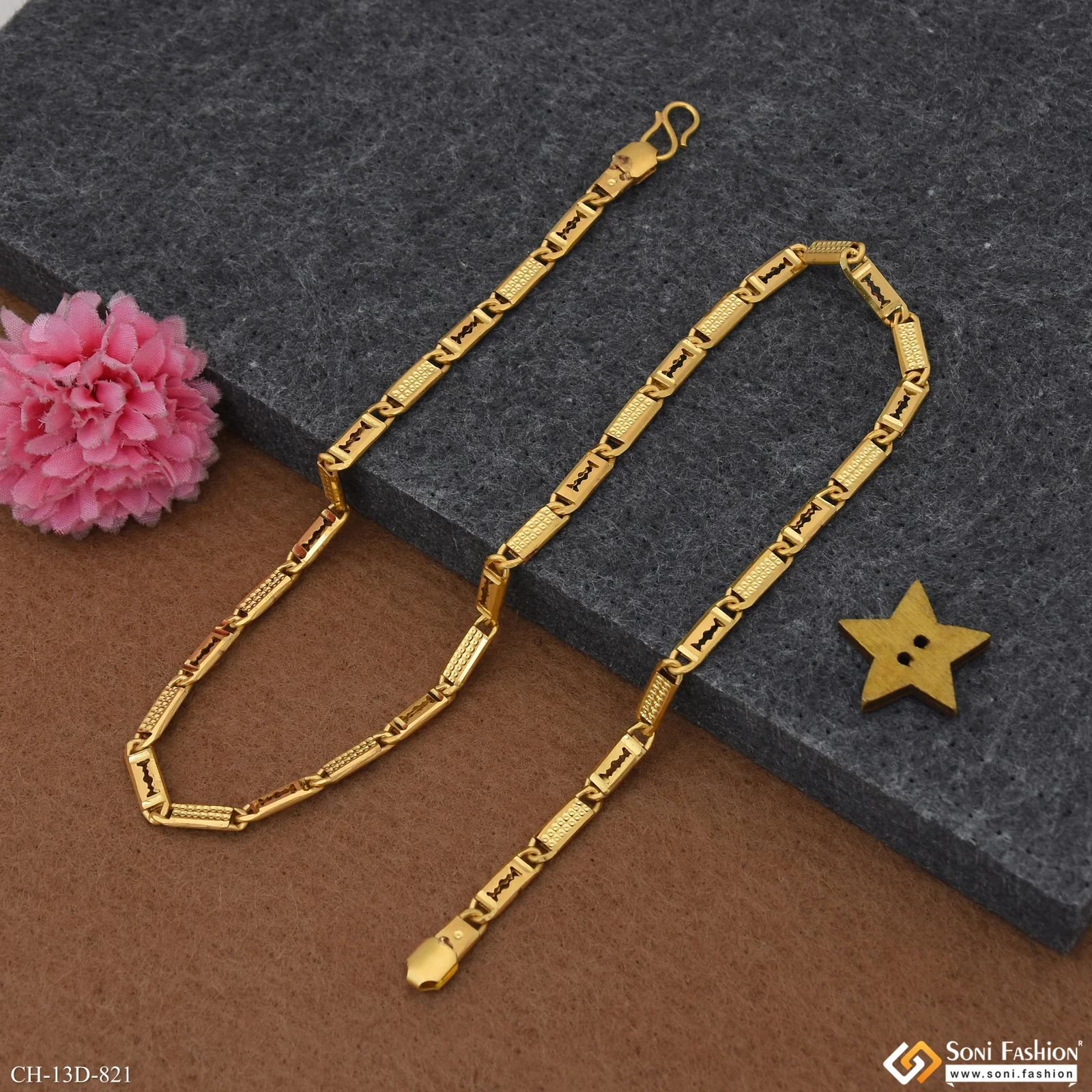 Stunning Design Superior Quality Gold Plated Chain for Men - Style D821 - Image 6