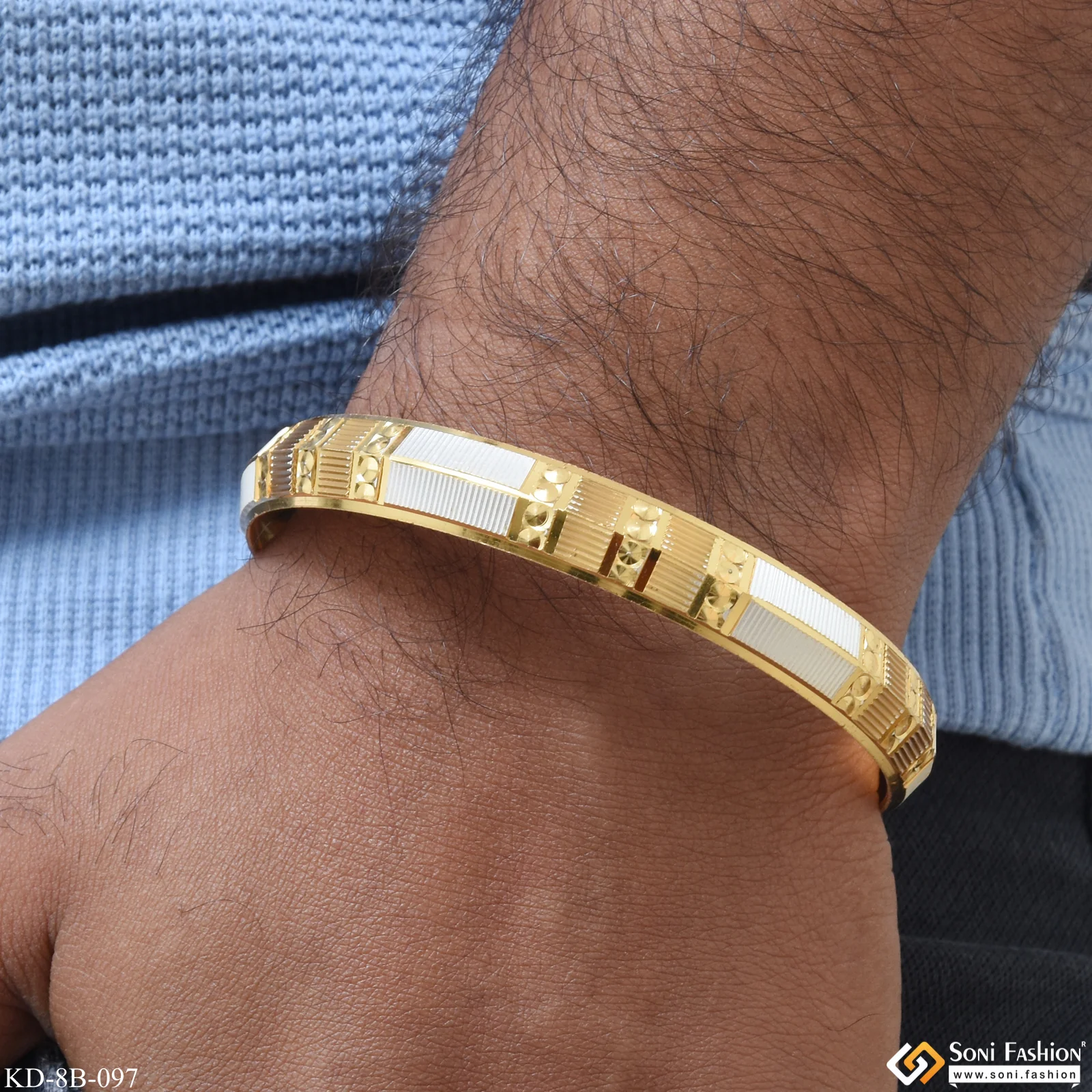 Stunning Design Superior Quality Gold Plated Punjabi Kada for Men - Style B097 - Image 2