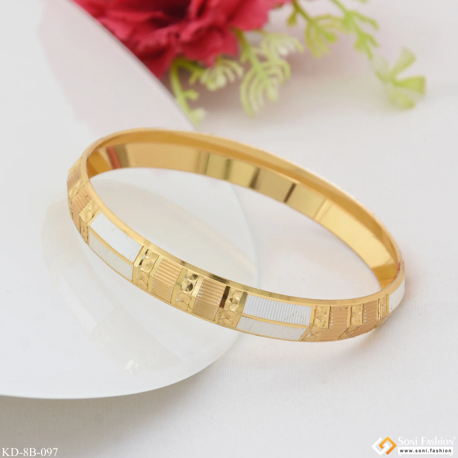 Stunning Design Superior Quality Gold Plated Punjabi Kada for Men - Style B097 - Image 4