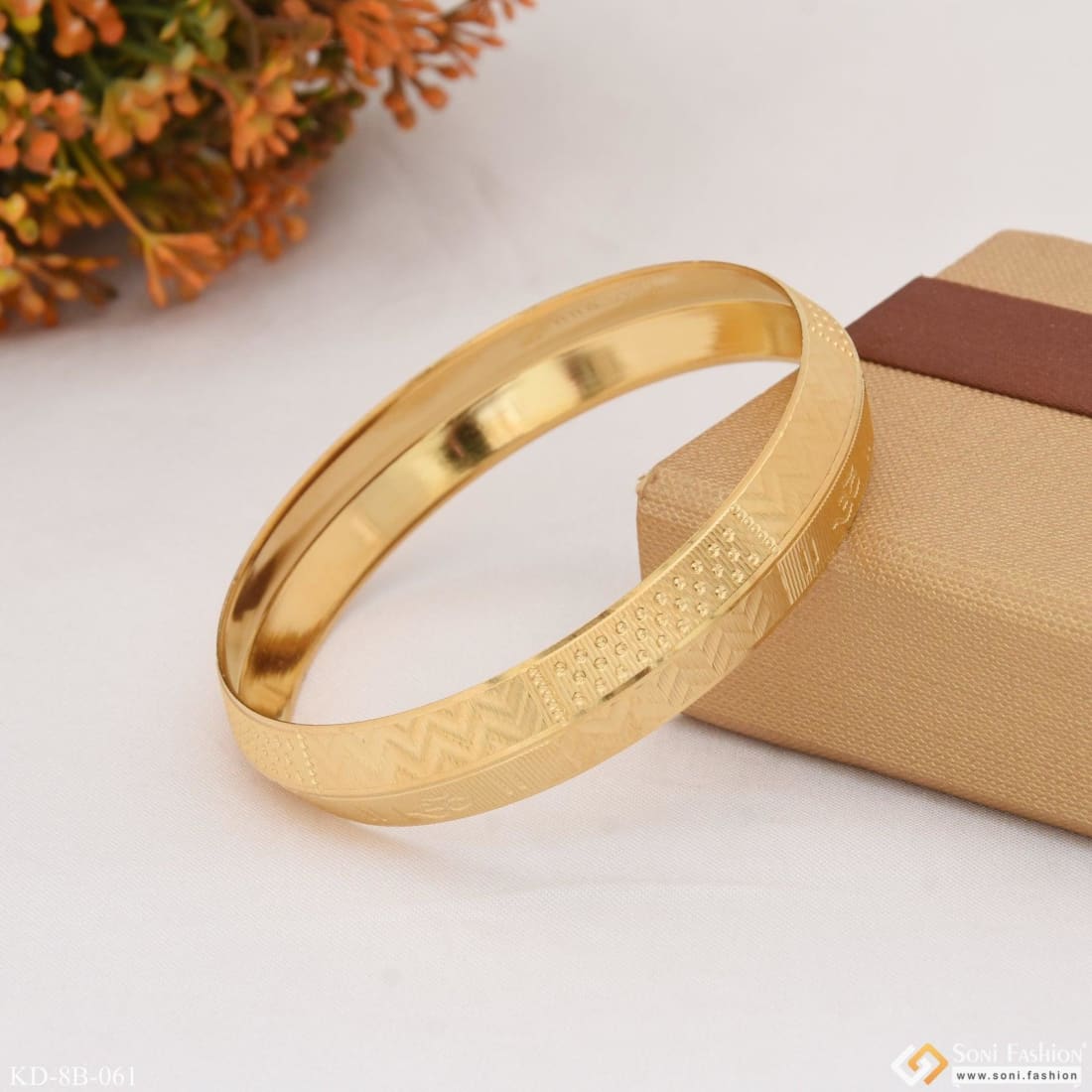 Om Stunning Design Superior Quality Gold Plated Punjabi Kada for Men - Style B061 - Image 6