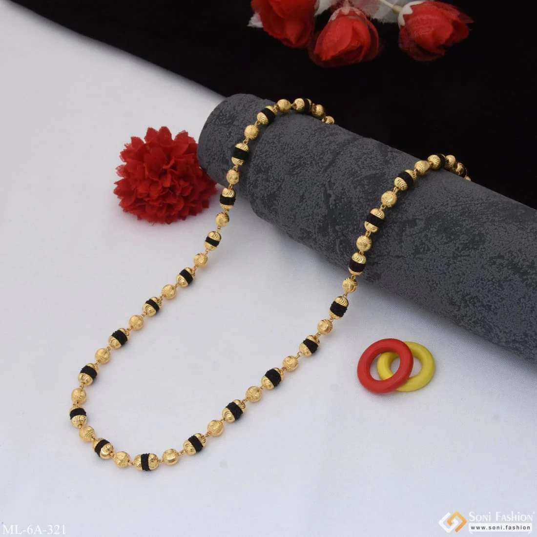Stunning Design Superior Quality Gold Plated Rudraksha Mala For Men - Style A321 - Image 6