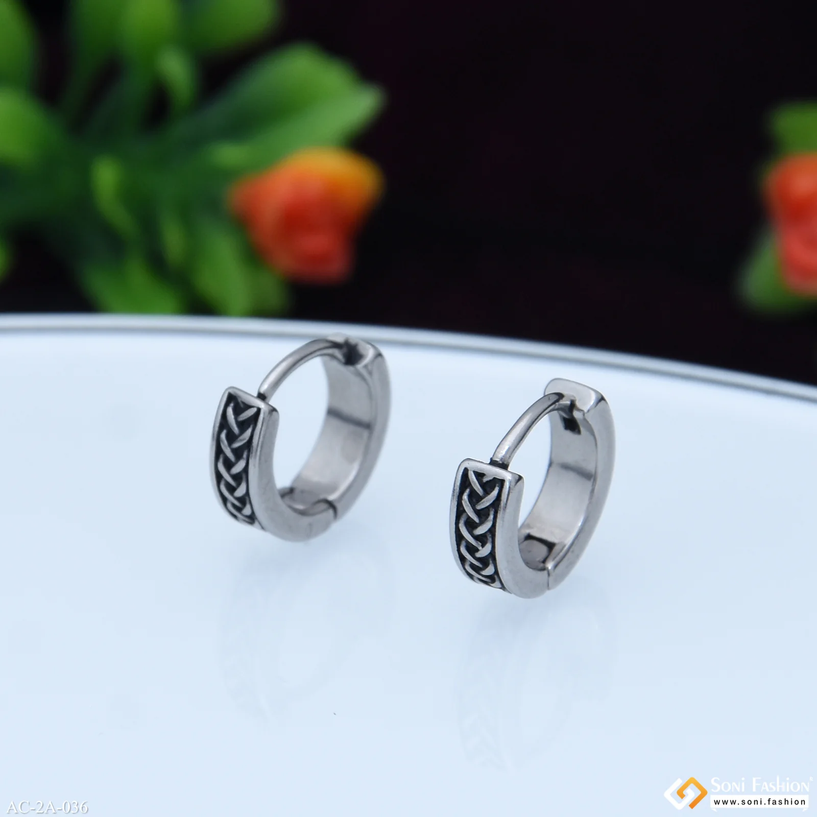 Stunning Design Superior Quality Stud Earring for Men (2 Pc) - Style A036 - Image 3