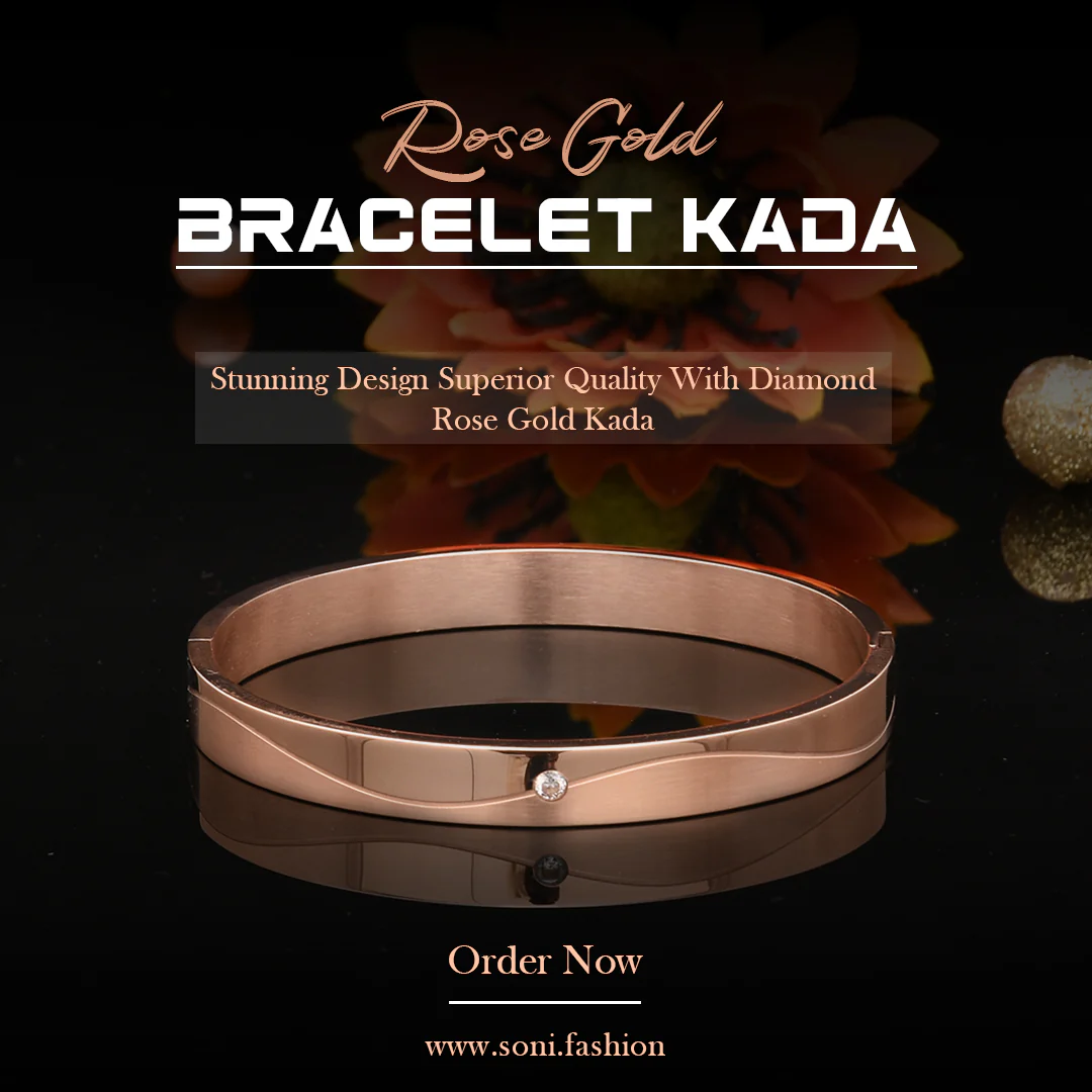 Stunning Design Superior Quality With Diamond Rose Gold Kada - Style A360