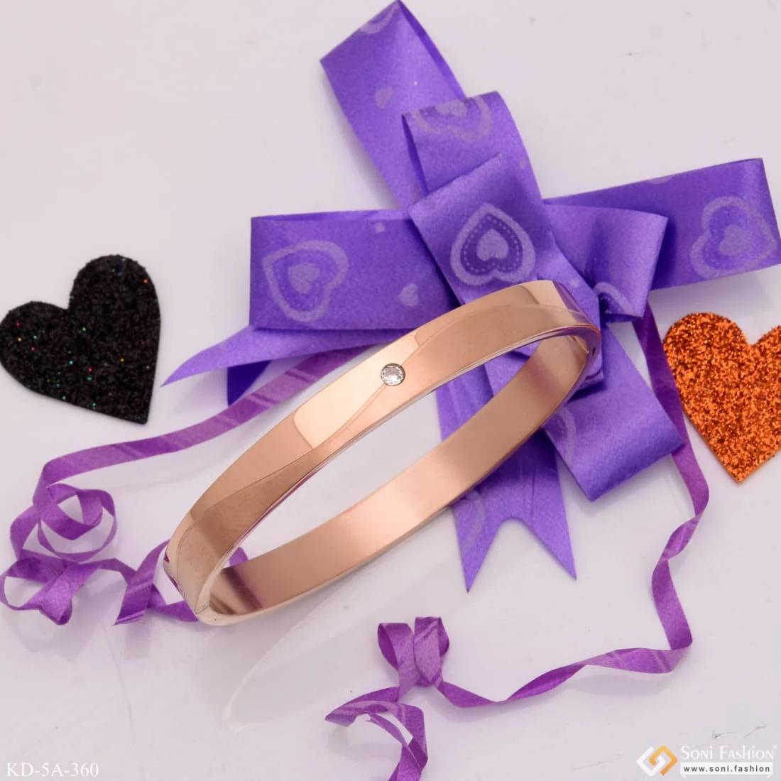 Stunning Design Superior Quality With Diamond Rose Gold Kada - Style A360 - Image 5