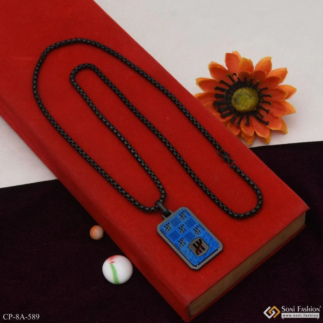 Stylish Design Best Quality Black Color Chain Pendant Combo for Men - Style A589 - Image 4
