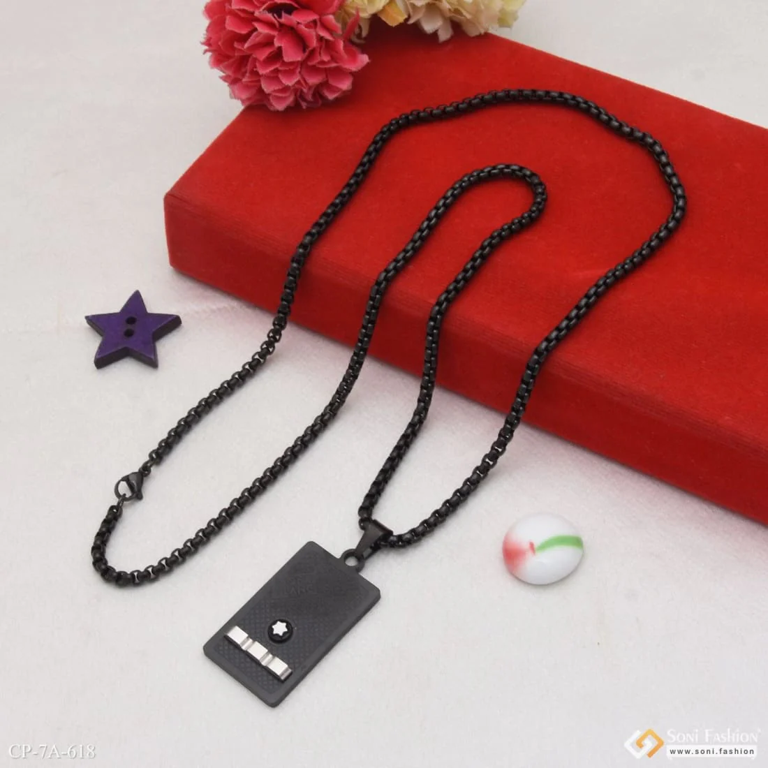 Stylish Design Best Quality Black Color Chain Pendant Combo for Men - Style A618 - Image 2
