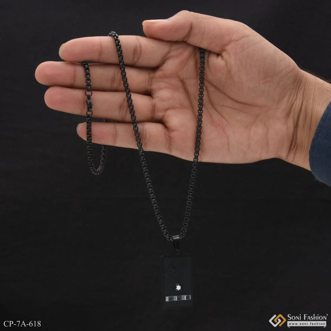 Stylish Design Best Quality Black Color Chain Pendant Combo for Men - Style A618 - Image 5