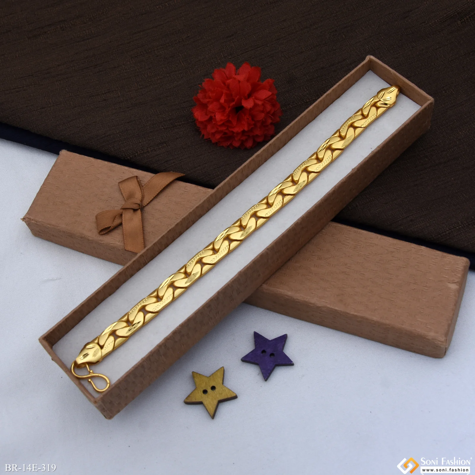 Stylish Design Gold Plated Bracelet for Men - Style E319 - Image 5