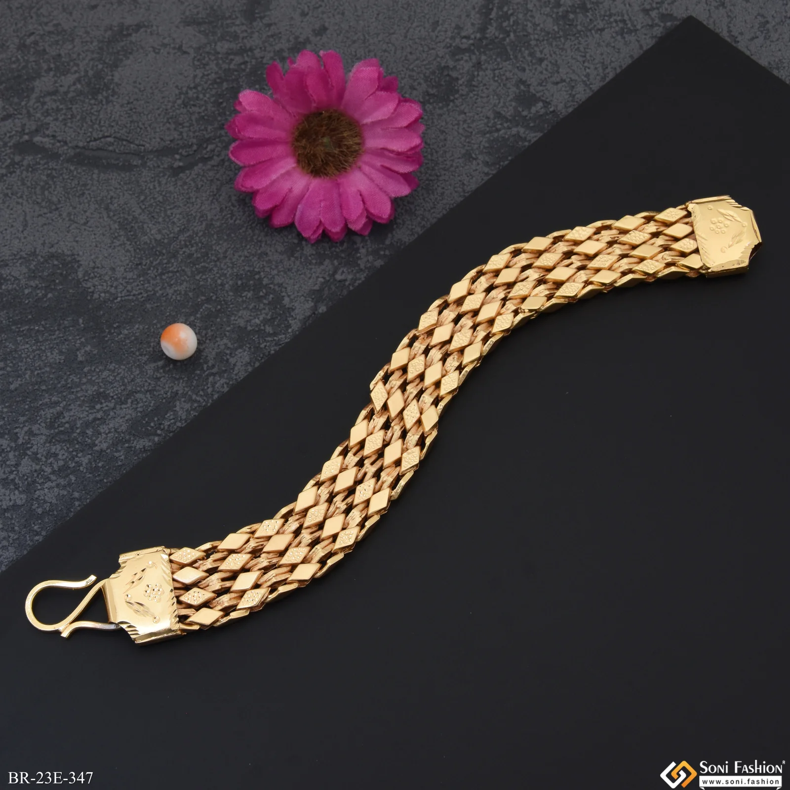 Stylish Design Best Quality Gold Plated Bracelet for Men - Style E347 - Image 3
