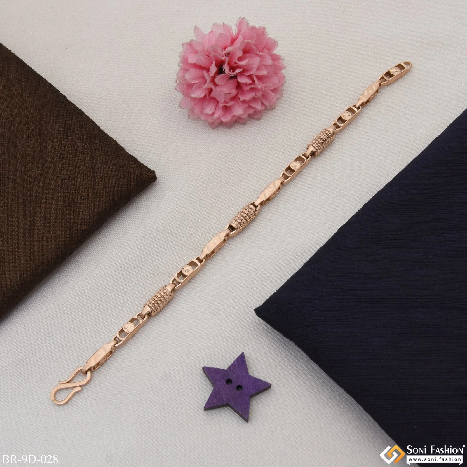 Stylish Design Delicate Design Rose Gold Color Bracelet for Men - Style D028 - Image 2