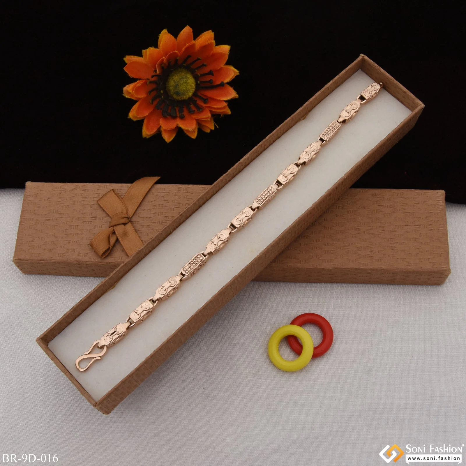 Stylish Design Fabulous Design Rose Gold Color Bracelet for Men - Style D016 - Image 2