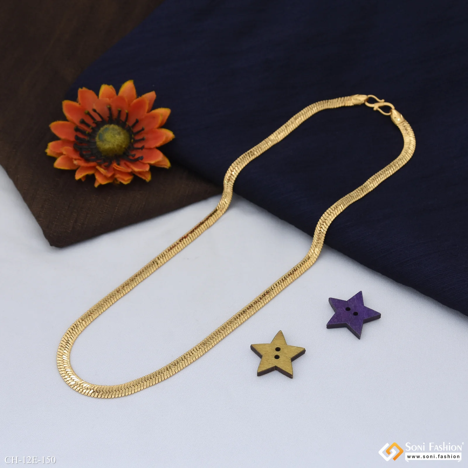Stylish Design Gold Plated Snake Chain for Men - Style E150 - Image 3