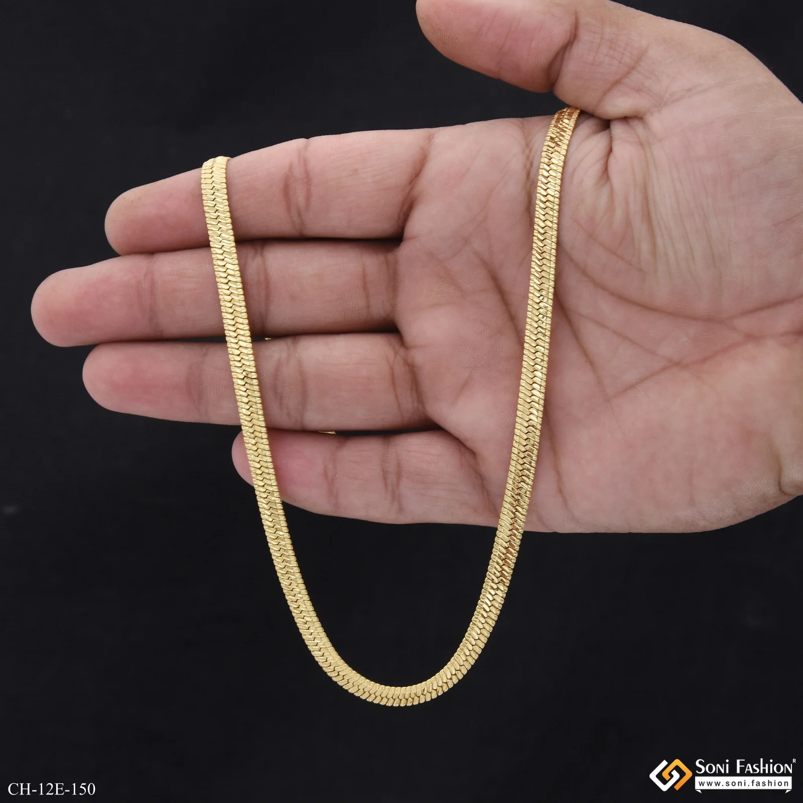 Stylish Design Gold Plated Snake Chain for Men - Style E150 - Image 5