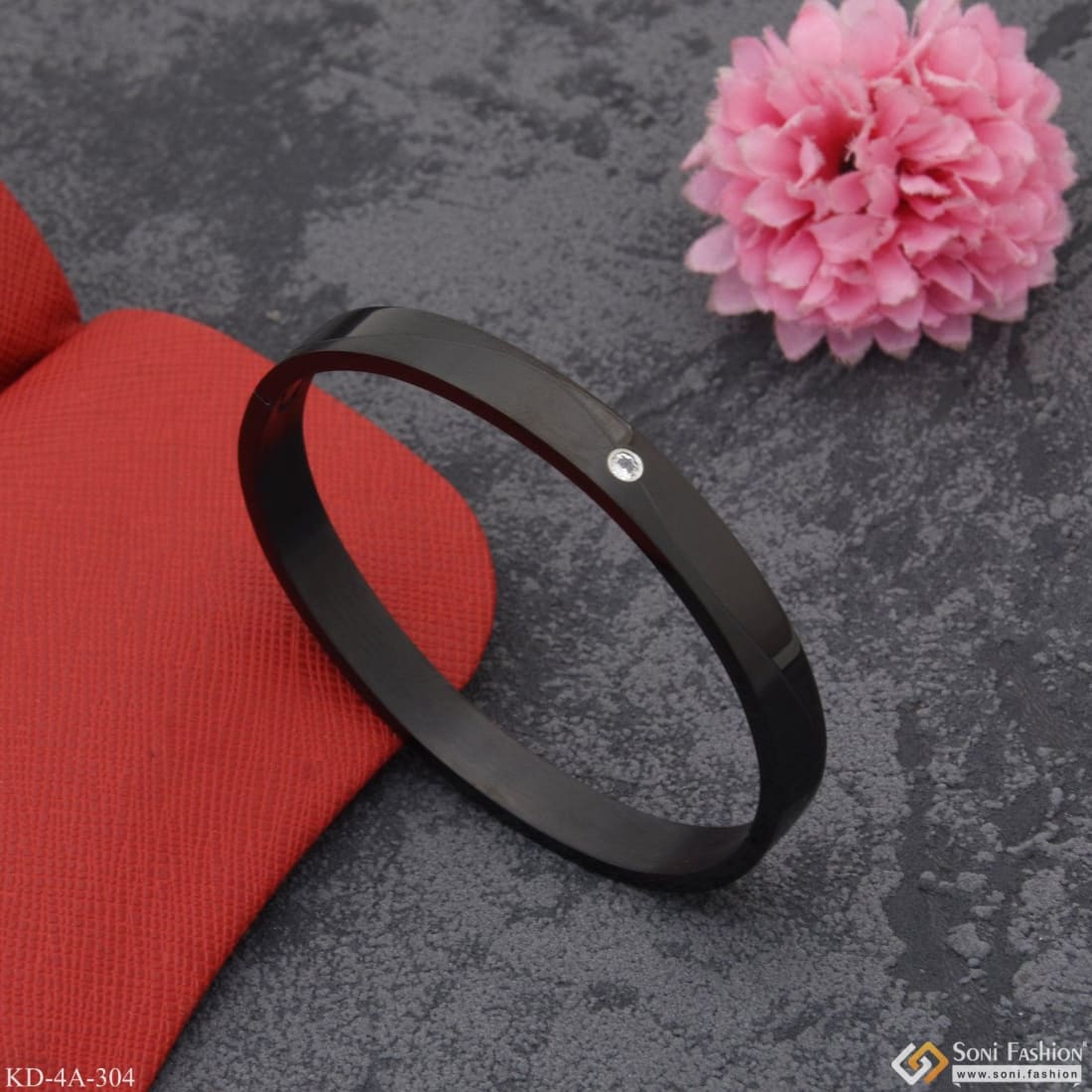 Stylish with Diamond Fashion-Forward Design High Quality Black Kada for Men - Style A304 - Image 5