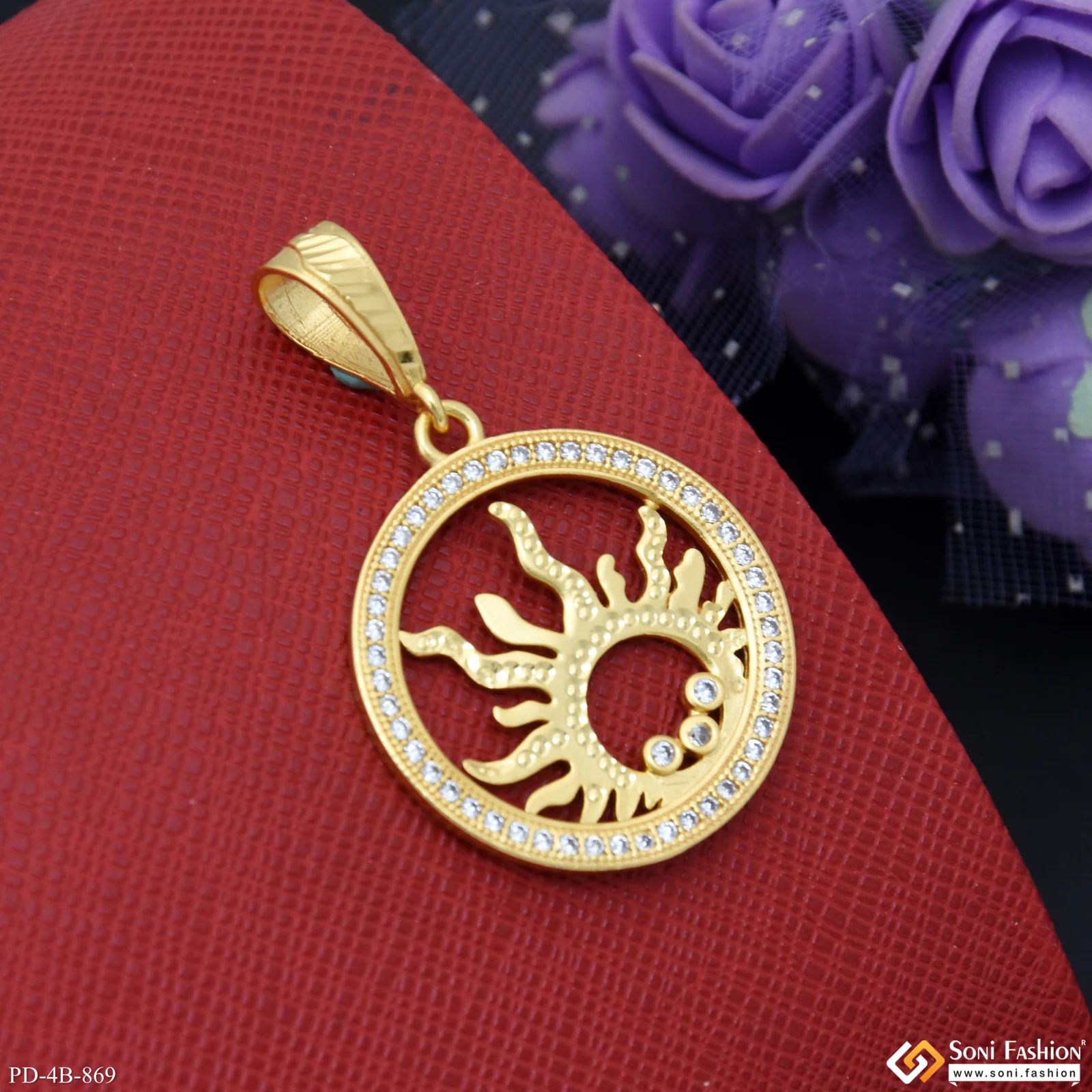 Sun Gorgeous Design Gold Plated Pendant for Men - Style B869 - Image 3