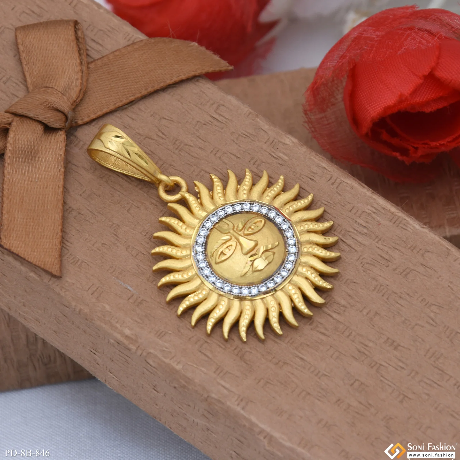 Sun Sophisticated Design Gold Plated Pendant for Men - Style B846 - Image 5