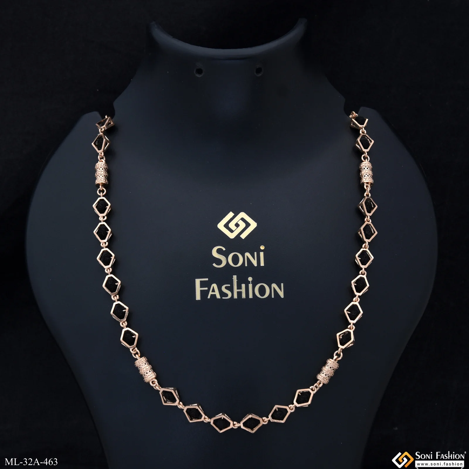 Superior Quality 18k Rose Gold Rudraksha Mala for Men - Style A463