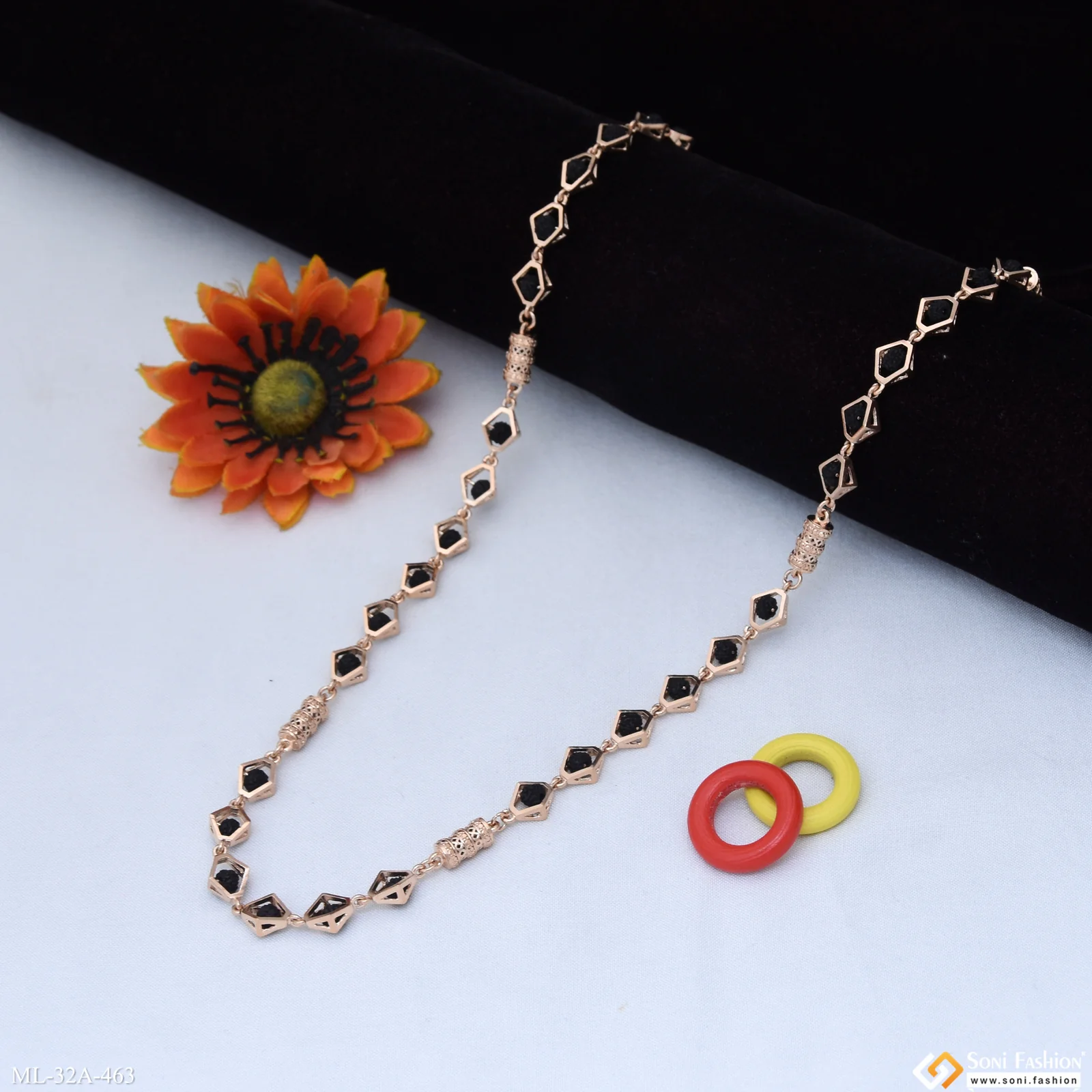 Superior Quality 18k Rose Gold Rudraksha Mala for Men - Style A463 - Image 4