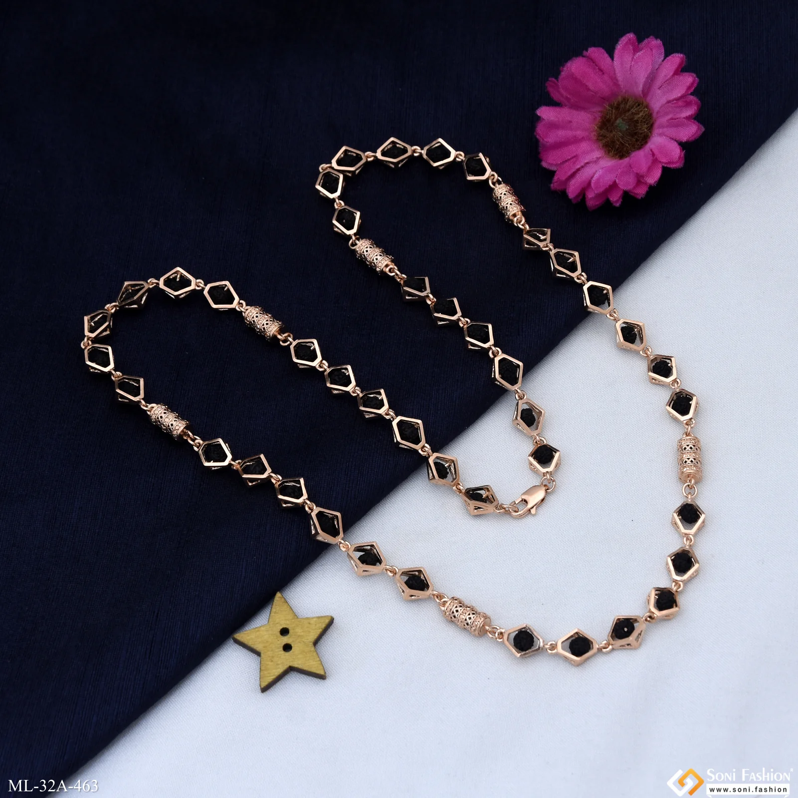 Superior Quality 18k Rose Gold Rudraksha Mala for Men - Style A463 - Image 6