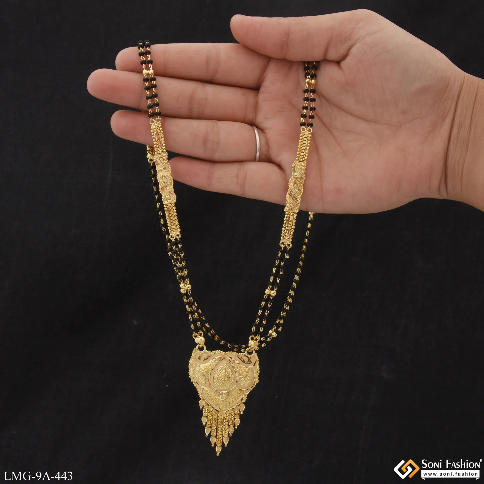 Superior Quality Fancy Design Gold Plated Mangalsutra for Women - Style A443 - Image 3