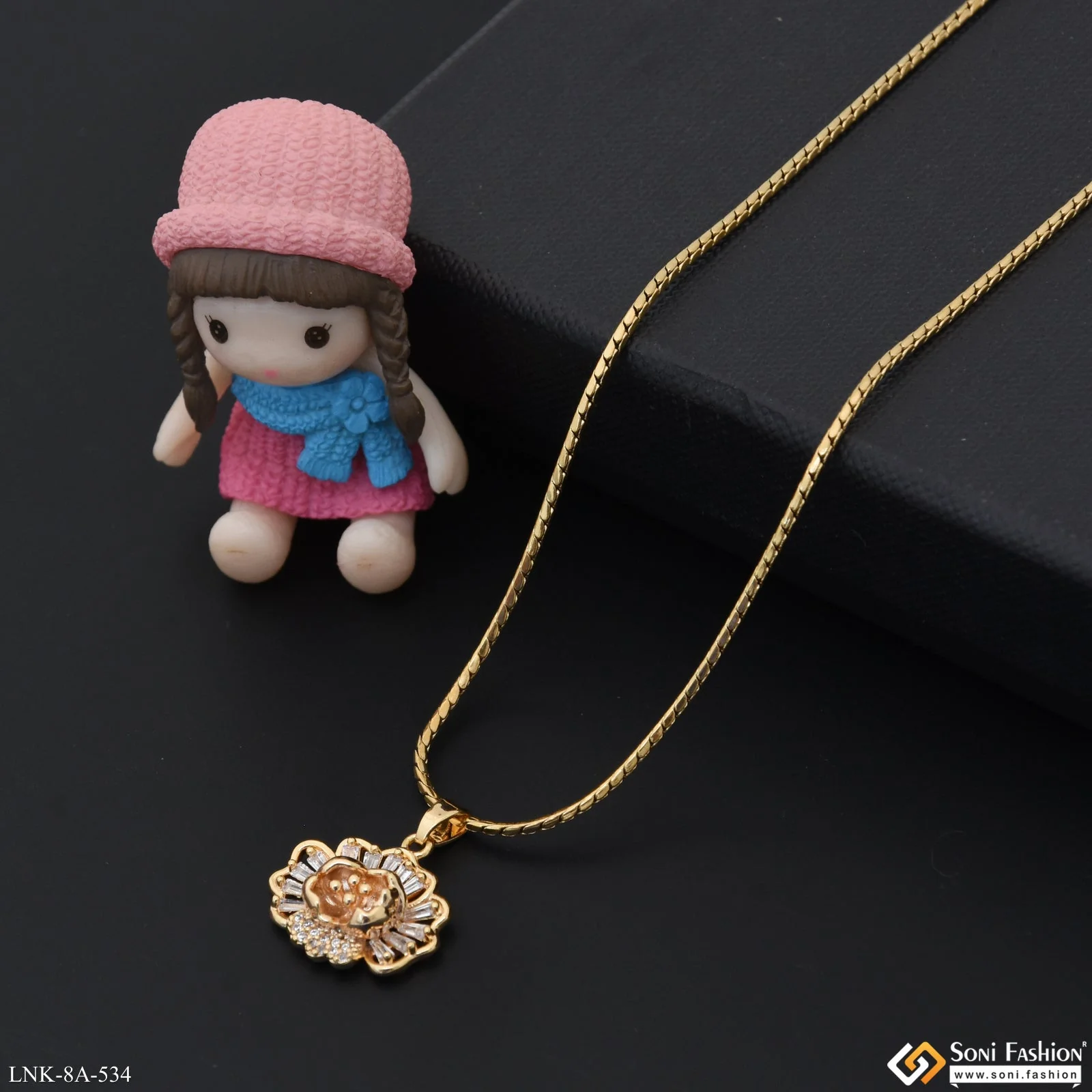 Superior Quality Gold Plated Chain Pendant for Ladies - Style A534 - Image 4