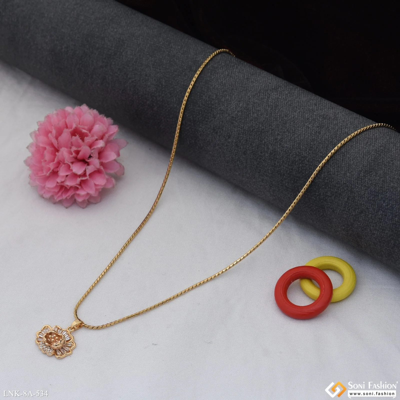 Superior Quality Gold Plated Chain Pendant for Ladies - Style A534 - Image 5