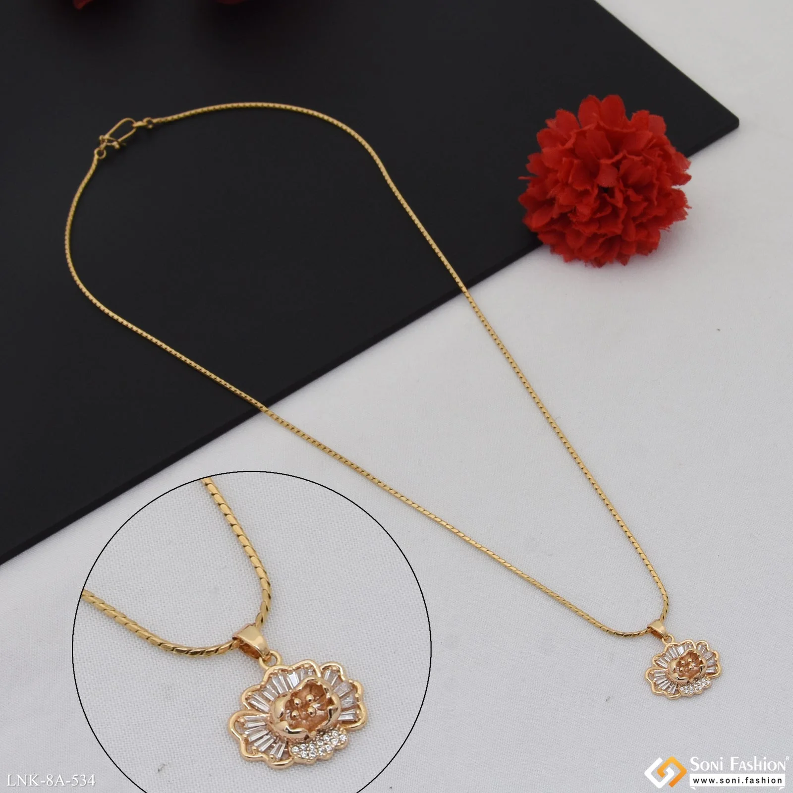 Superior Quality Gold Plated Chain Pendant for Ladies - Style A534 - Image 7