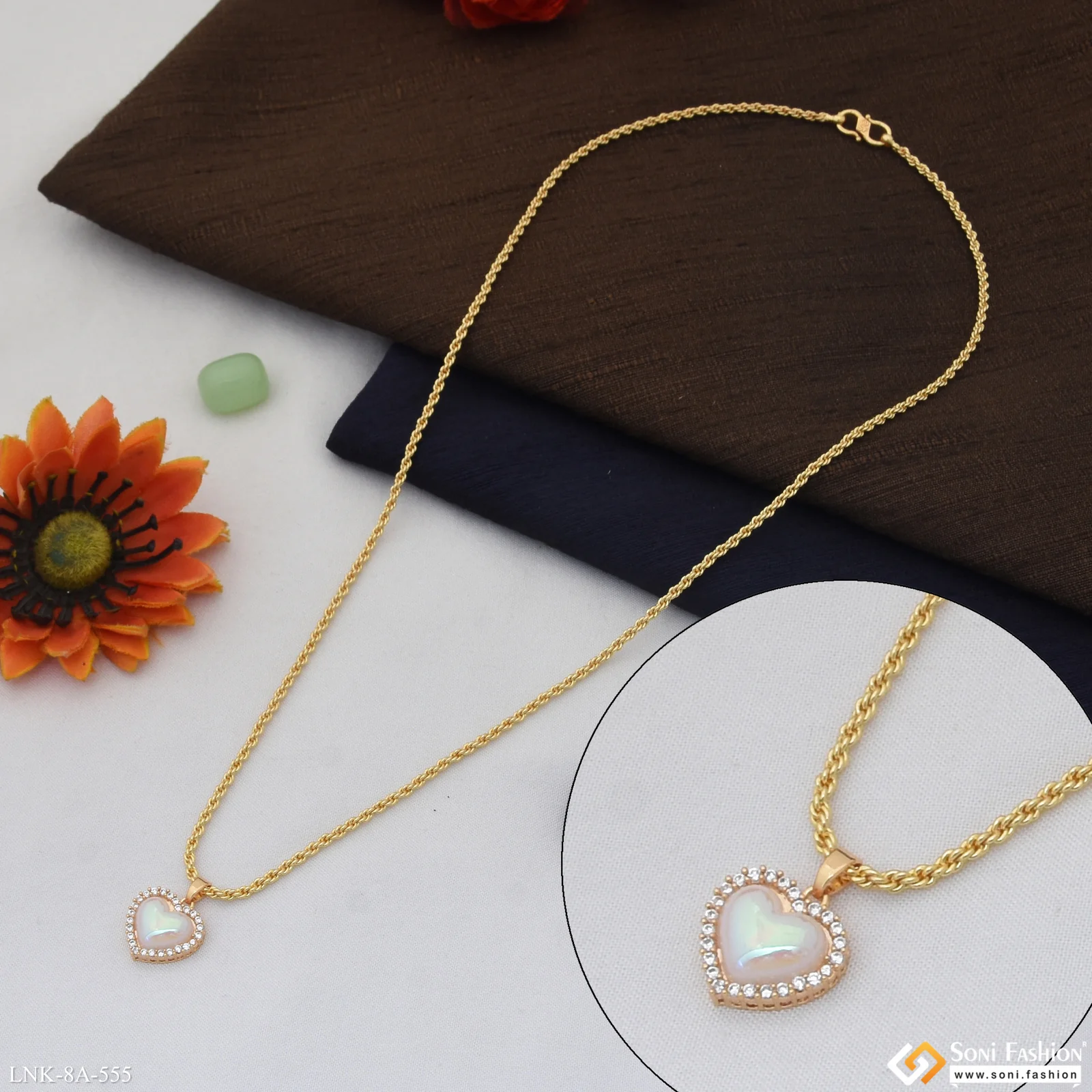 Superior Quality Gold Plated Chain Pendant for Ladies - Style A555 - Image 4