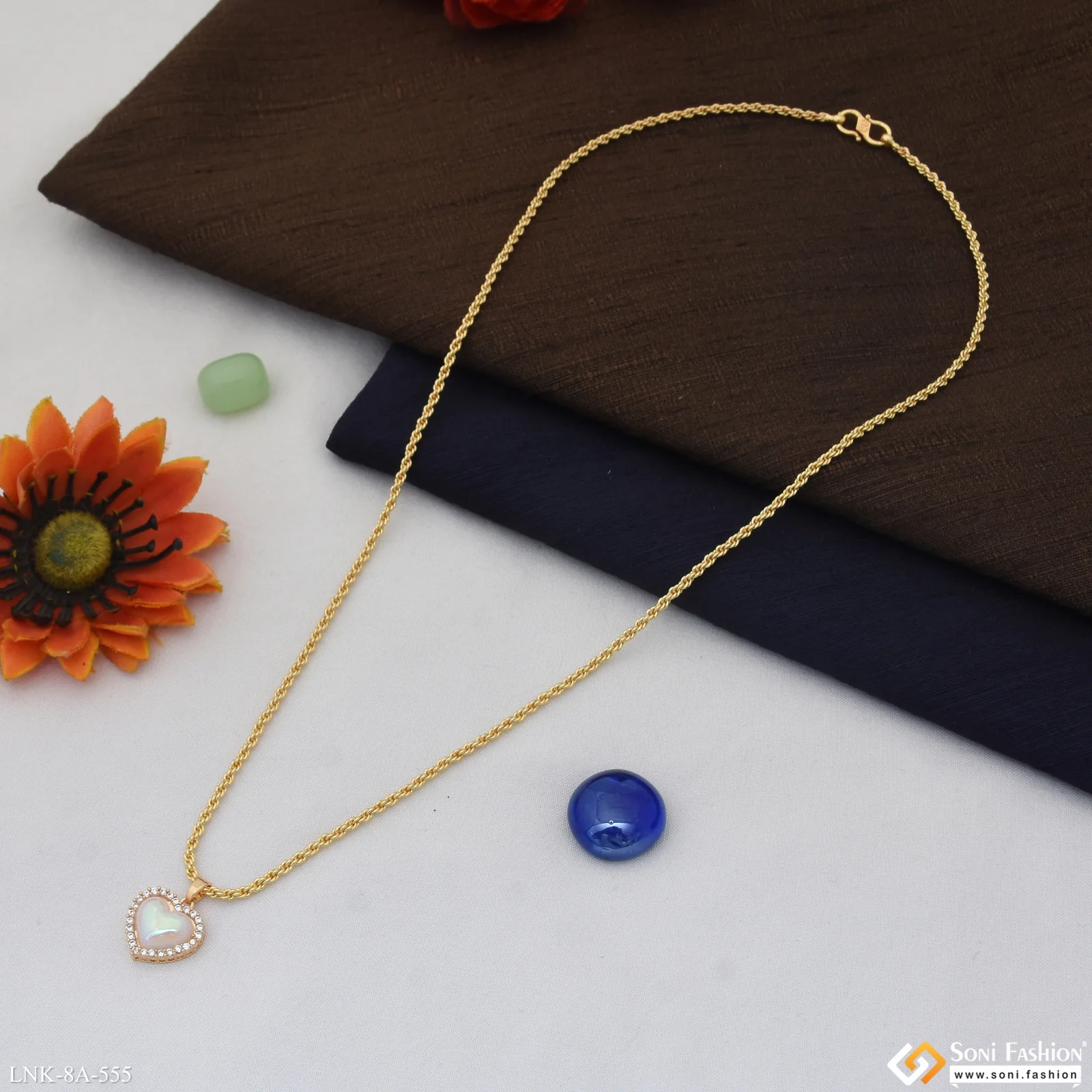 Superior Quality Gold Plated Chain Pendant for Ladies - Style A555 - Image 5