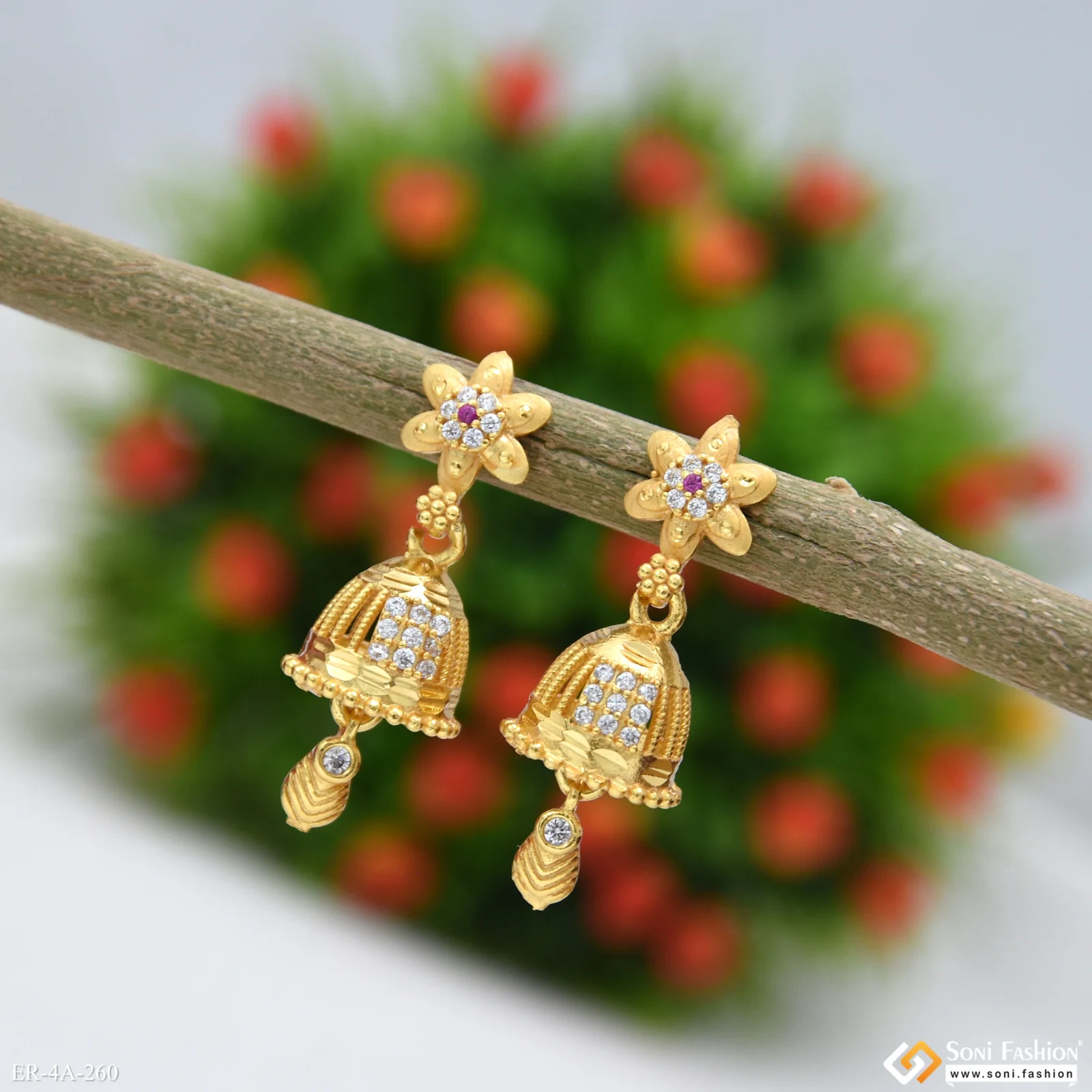 Superior Quality Gold Plated Earrings for Ladies - Style A260 - Image 3