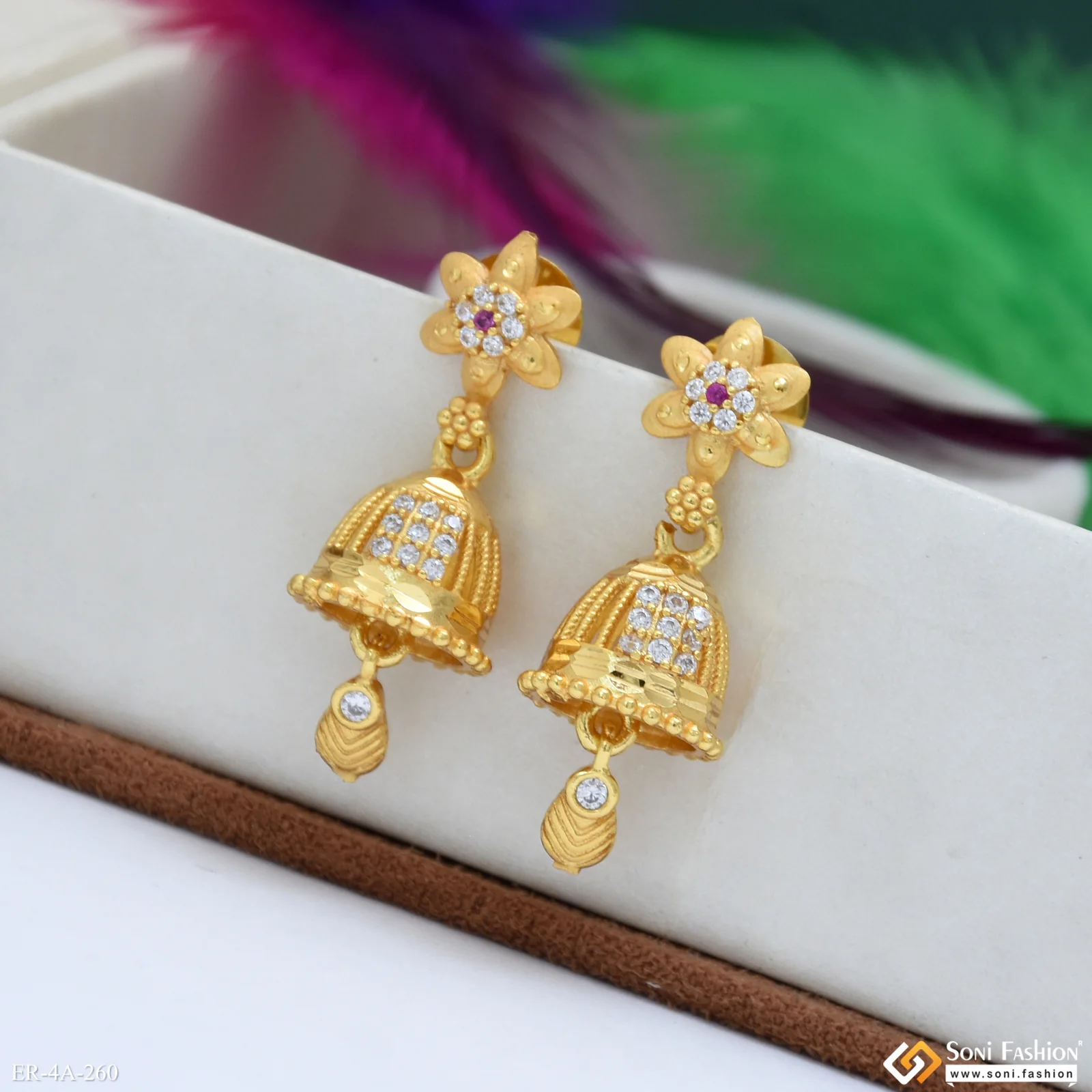 Superior Quality Gold Plated Earrings for Ladies - Style A260 - Image 5